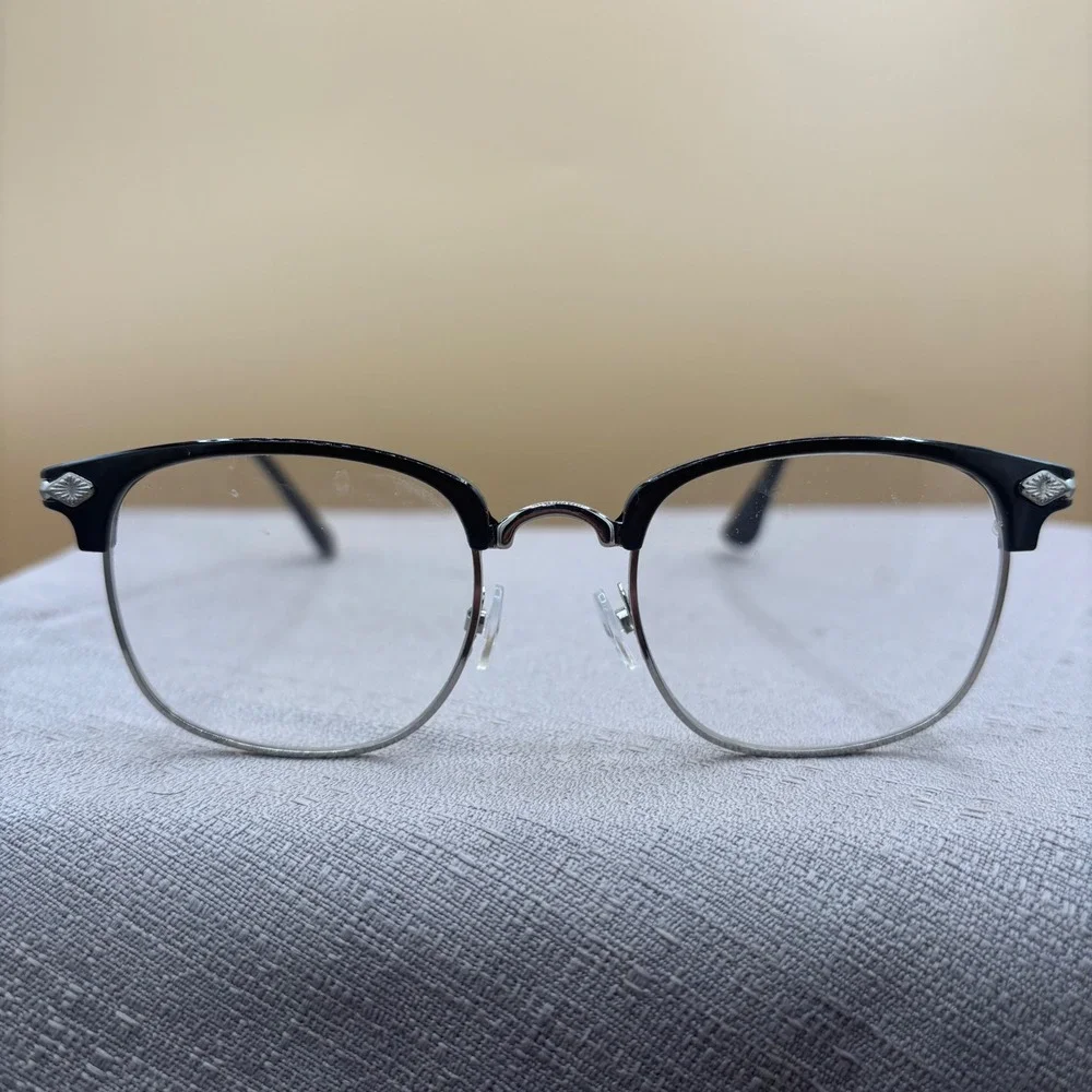 Vintage Retro Black Silver‎ Clubmaster Browline Eyeglass frames Gothic